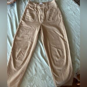 Madewell Brancusi  Beige High-Waist Wide Leg Pants
